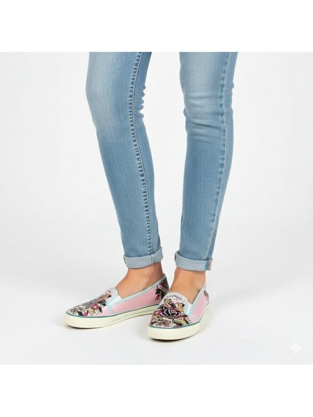 Ed Hardy Pink Pointed-Toe Slip-On Sneakers – Women’s Size 5